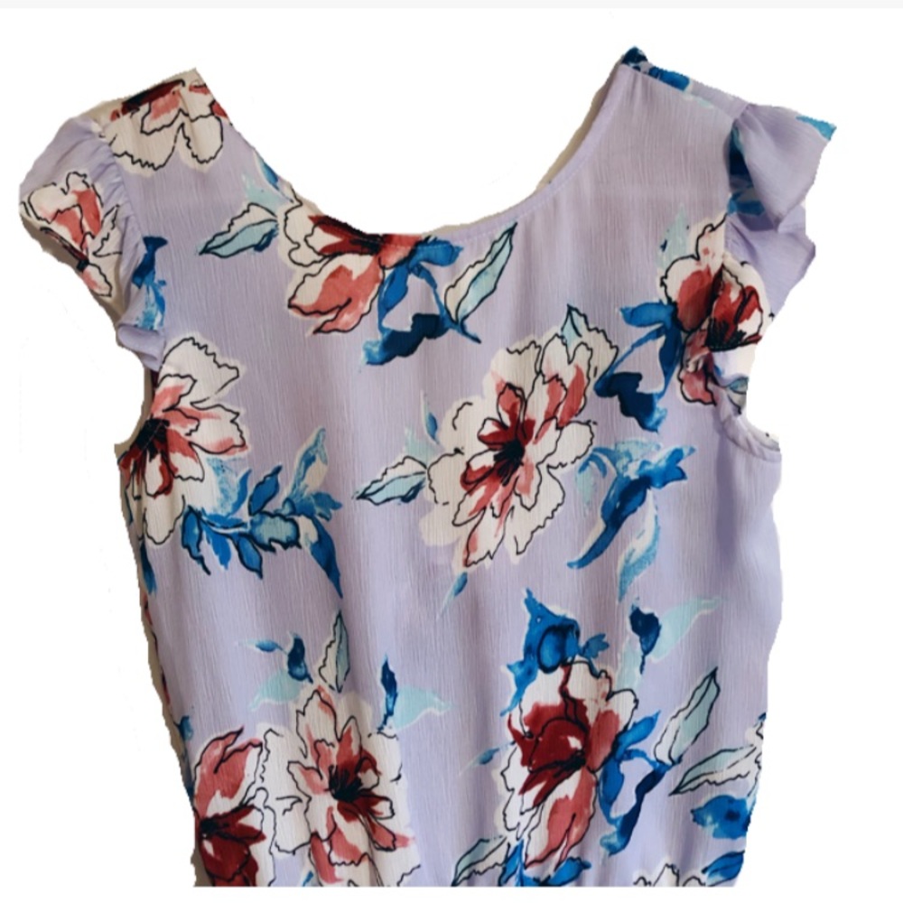 SOLD. Aqua | Floral tie back romper - Picture 4 of 6